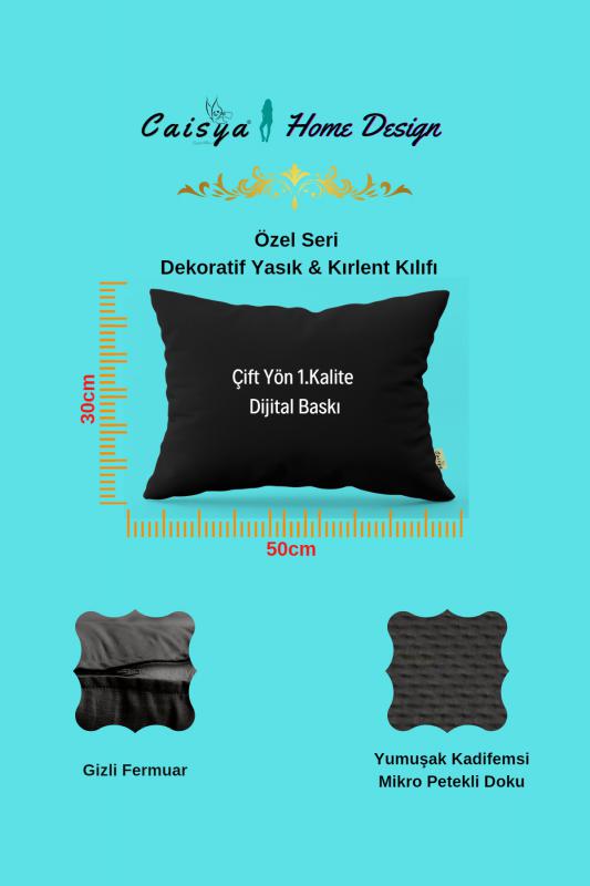 Özel Seri Çift Yön Dijital Baskılı Dekoratif Dikdörtgen Kırlent Kılıfı Yastık Kılıfı 50x30cm
